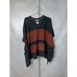Pendleton The Portland Collection XS/S Burgundy Black Wool Alpaca Poncho Sweater